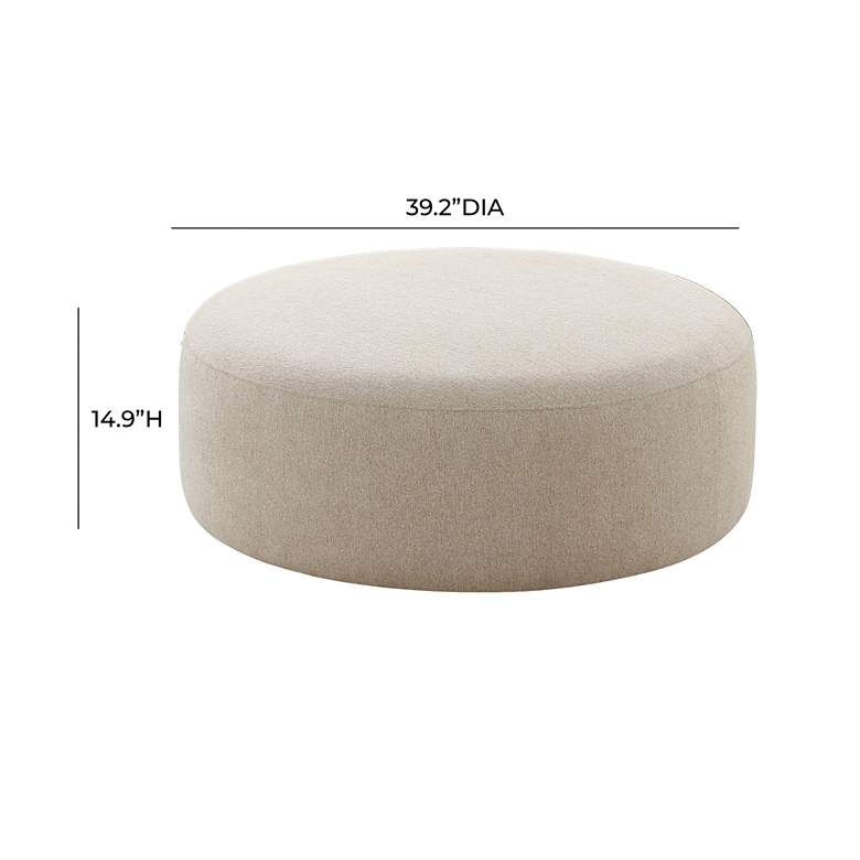 Image 2 Broohah Beige Fabric Round Ottoman more views