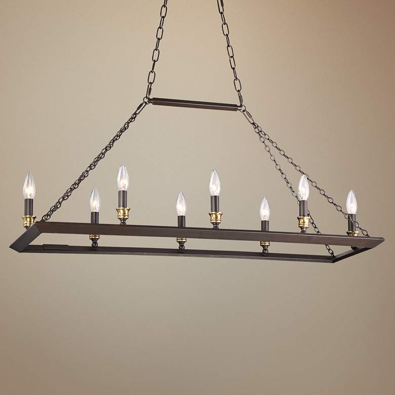 Image 1 Brook Hall 38 inch Wide Bronze Kitchen Island Light Chandelier