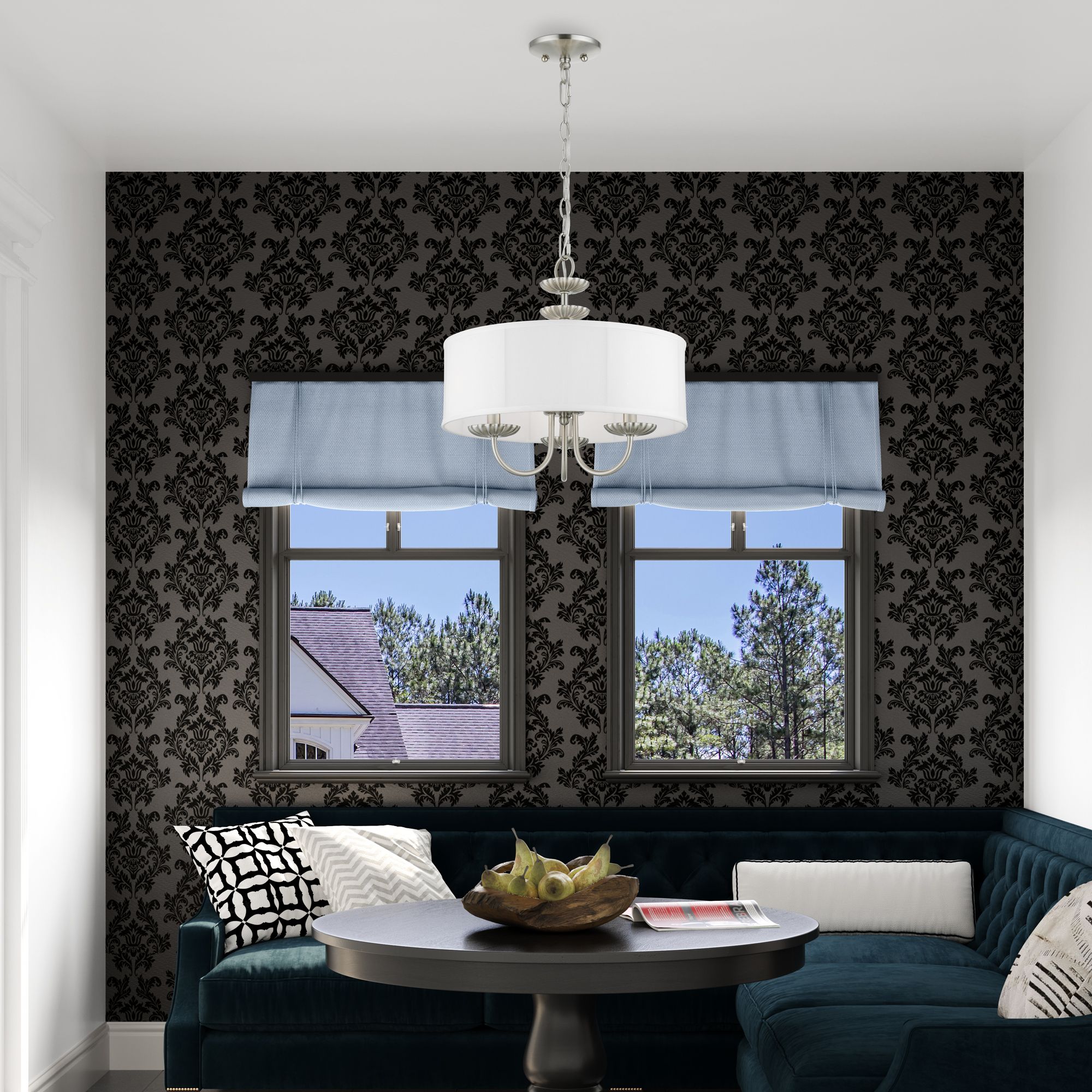 Brookdale 16" Wide Brushed Nickel 3-Light Chandelier in scene