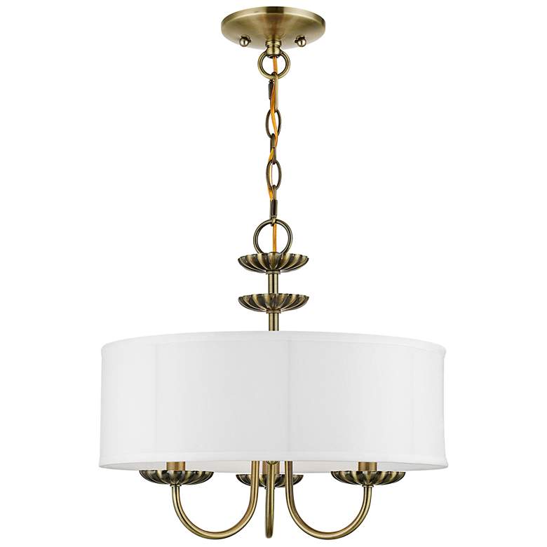 Image 2 Brookdale 16"W Antique Brass 3-Light Drum Shade Chandelier