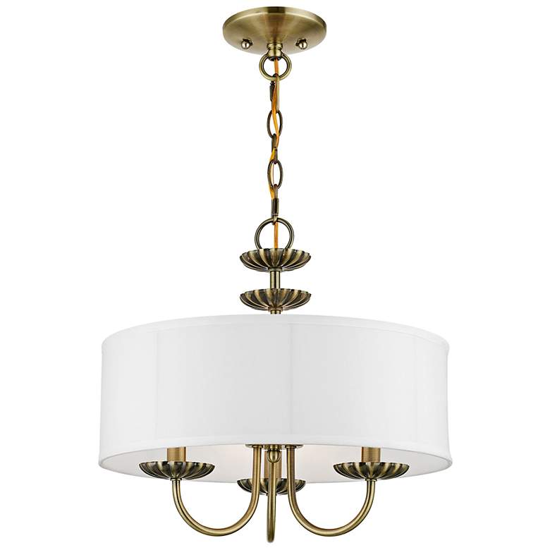 Image 3 Brookdale 16"W Antique Brass 3-Light Drum Shade Chandelier more views