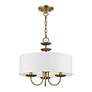 3_Brookdale 16"W Antique Brass 3-Light Drum Shade Chandelier more views