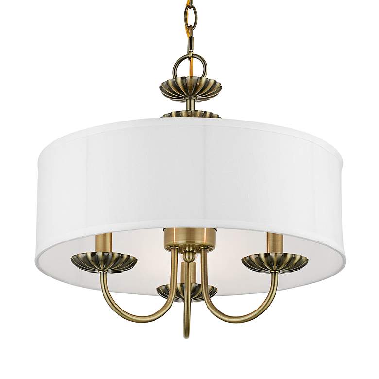 Image 4 Brookdale 16"W Antique Brass 3-Light Drum Shade Chandelier more views