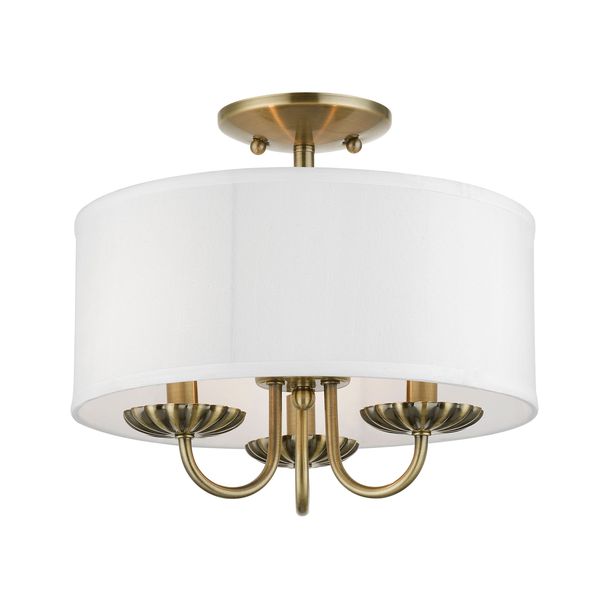 Image 3 Brookdale 3 Light Antique Brass Semi-Flush Mount more views