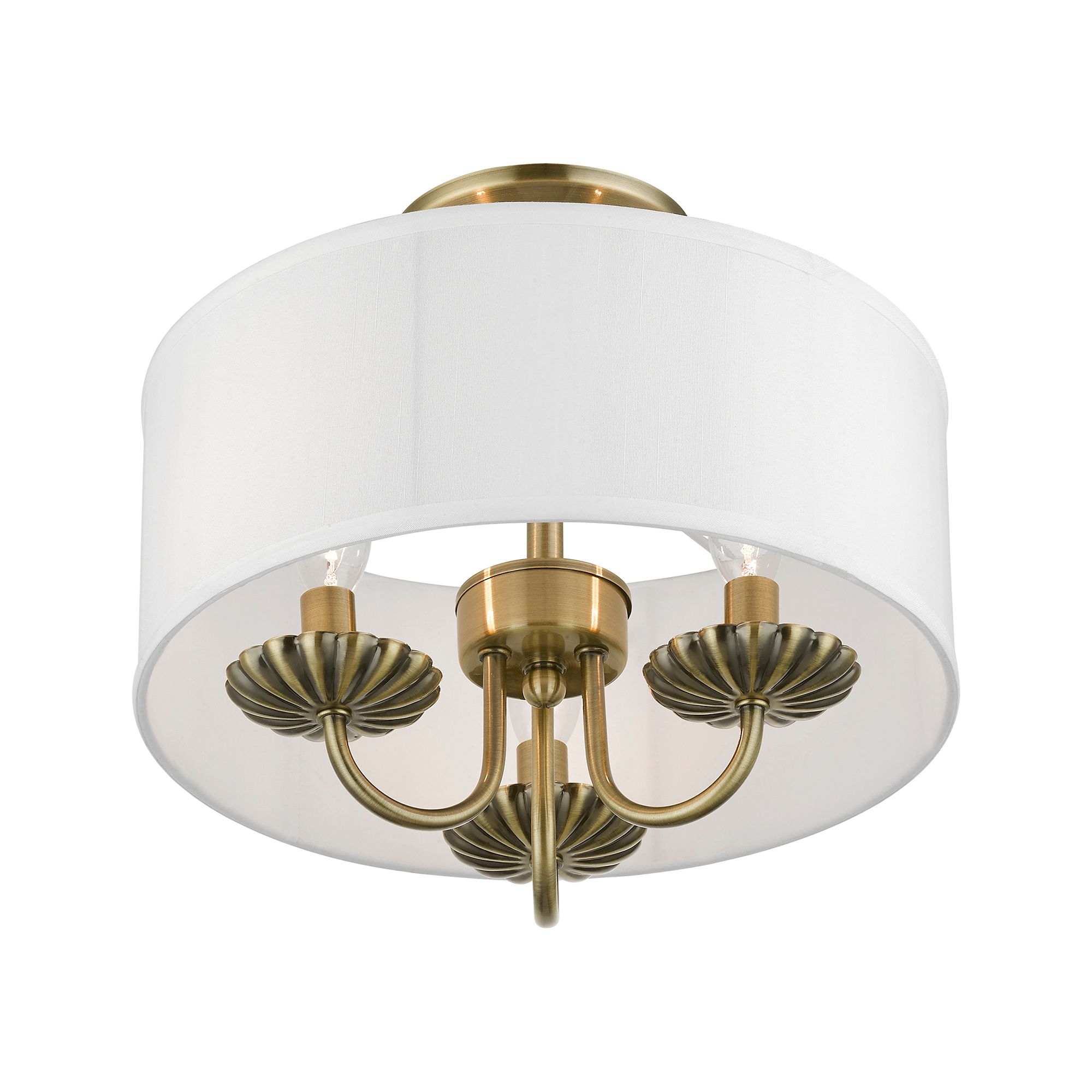Brookdale 3 Light Antique Brass Semi-Flush Mount