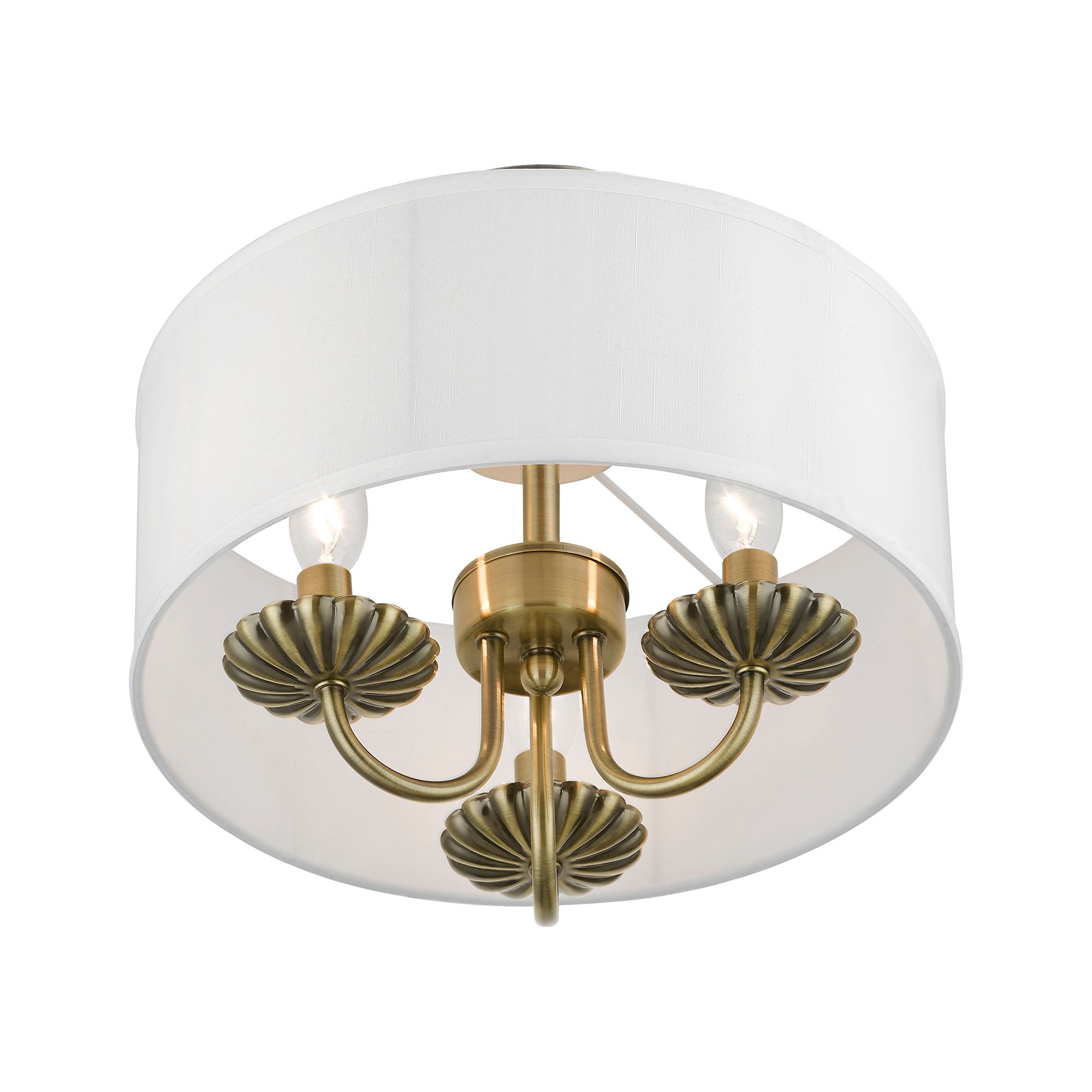 Brookdale 3 Light Antique Brass Semi-Flush Mount