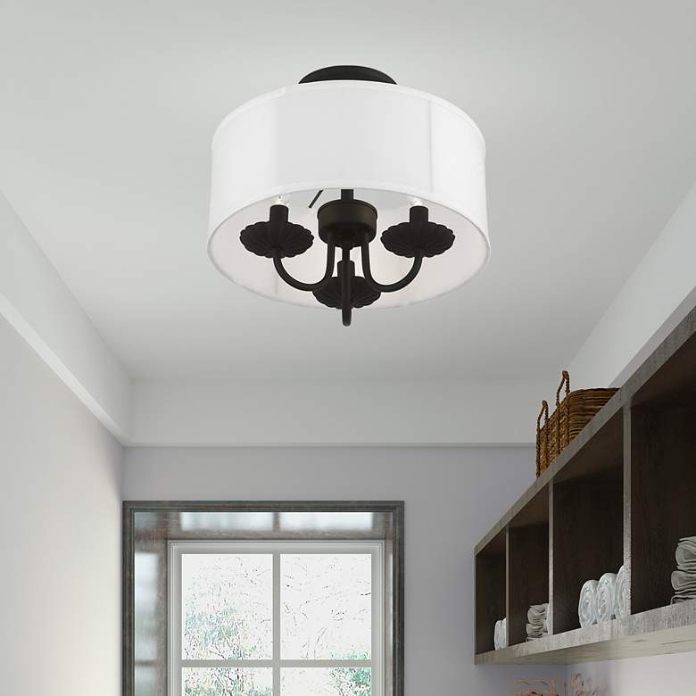 Image 1 Brookdale 3 Light Black Semi-Flush Mount