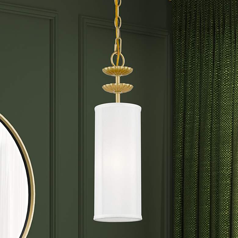 Image 1 Brookdale 5 1/4 inchW Soft Gold Cylindrical Mini Pendant Light