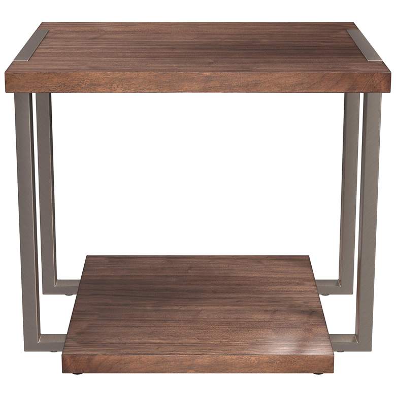 Image 1 Brooke 24 inch Walnut and Brushed Gold Rectangular End Table
