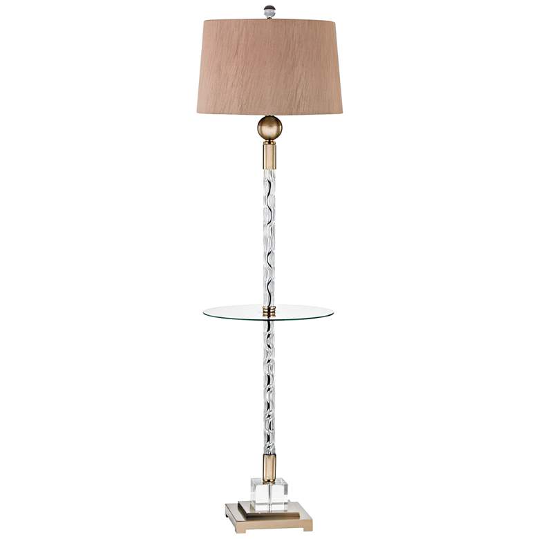Image 1 Brooke 63 inch HIgh Crystal and Gold Tray Table Floor Lamp