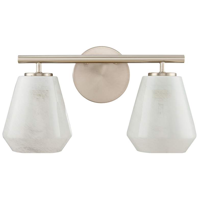 Image 2 Brooke 8"H 2-Light Nickel Bathroom Vanity w/ Wispy White Shade more views