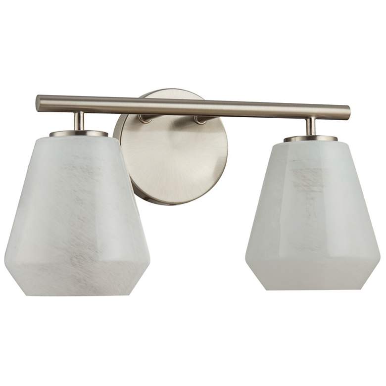 Image 3 Brooke 8"H 2-Light Nickel Bathroom Vanity w/ Wispy White Shade more views