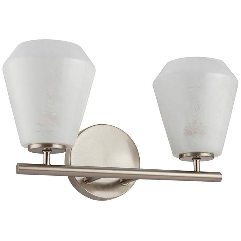 Image 4 Brooke 8"H 2-Light Nickel Bathroom Vanity w/ Wispy White Shade more views