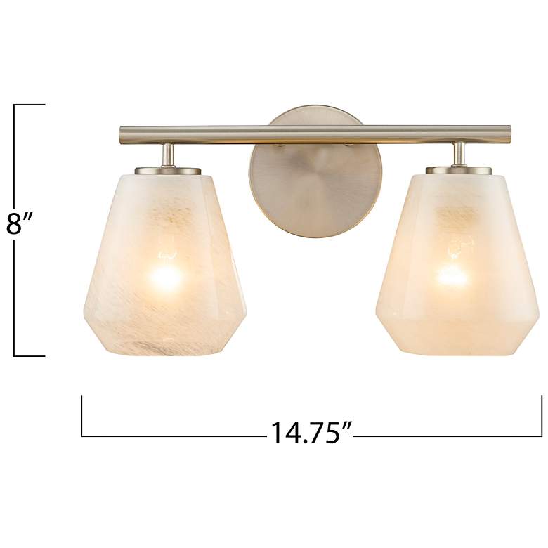 Image 7 Brooke 8"H 2-Light Nickel Bathroom Vanity w/ Wispy White Shade more views