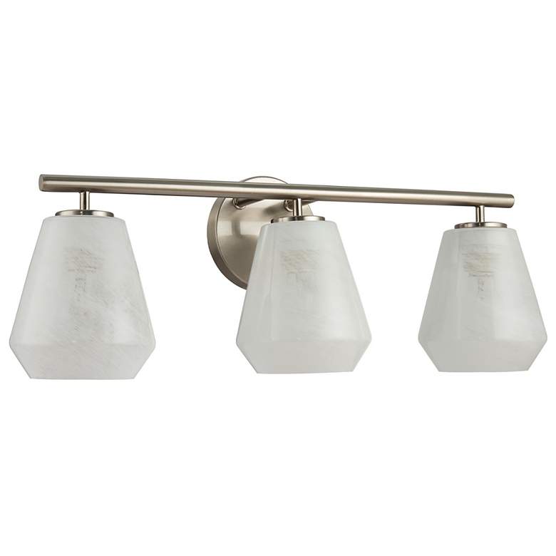 Image 2 Brooke 8"H 3-Light Nickel Bathroom Vanity w/ Wispy White Shade more views