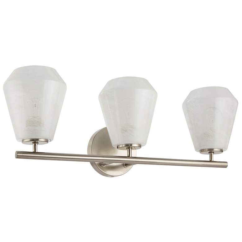 Image 4 Brooke 8"H 3-Light Nickel Bathroom Vanity w/ Wispy White Shade more views