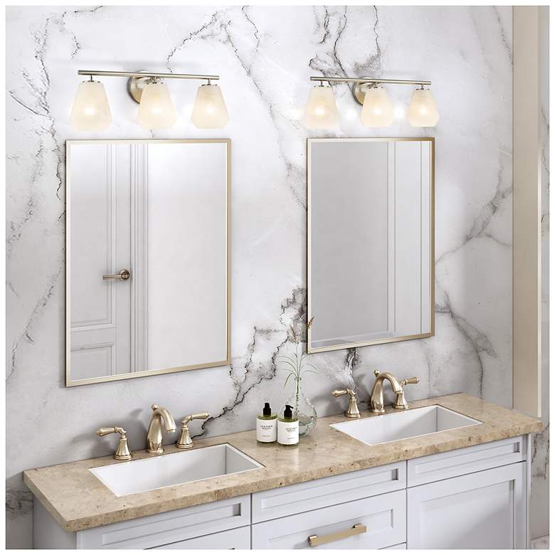 Image 6 Brooke 8"H 3-Light Nickel Bathroom Vanity w/ Wispy White Shade more views
