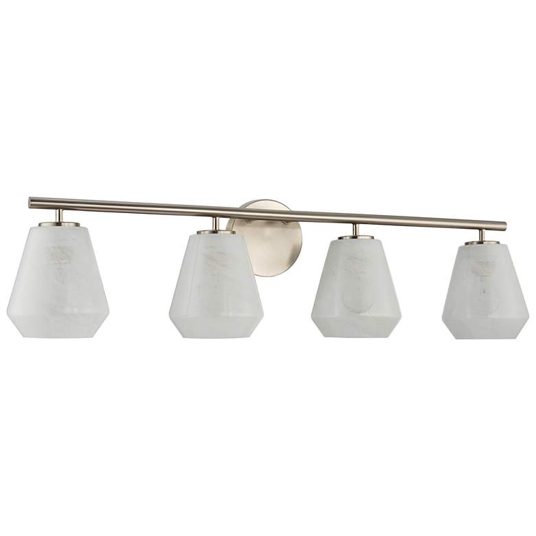 Image 2 Brooke 8"H 4-Light Nickel Bathroom Vanity w/ Wispy White Shade more views