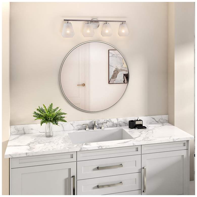 Image 6 Brooke 8"H 4-Light Nickel Bathroom Vanity w/ Wispy White Shade more views