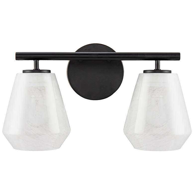 Image 2 Brooke 8" High 2-Light Black Bathroom Vanity w/ Wispy White Shade more views