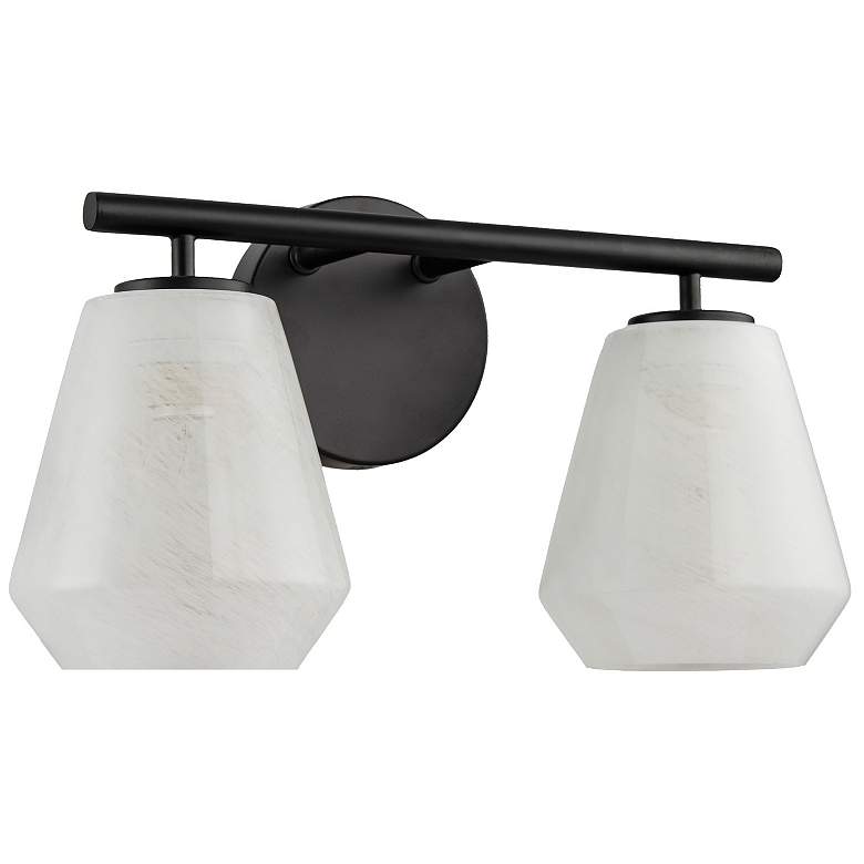 Image 3 Brooke 8" High 2-Light Black Bathroom Vanity w/ Wispy White Shade more views