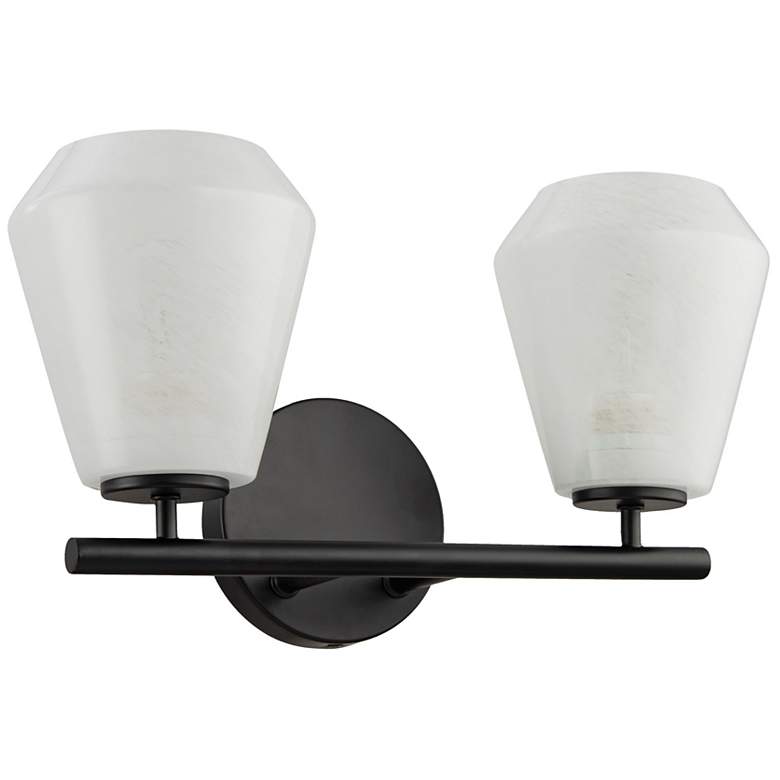 Image 4 Brooke 8" High 2-Light Black Bathroom Vanity w/ Wispy White Shade more views