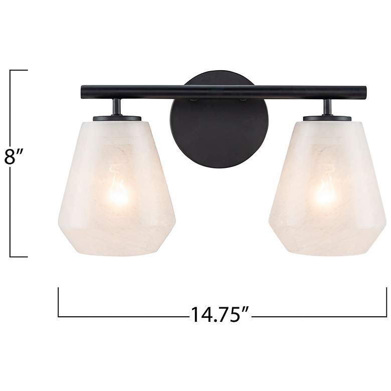 Image 7 Brooke 8" High 2-Light Black Bathroom Vanity w/ Wispy White Shade more views