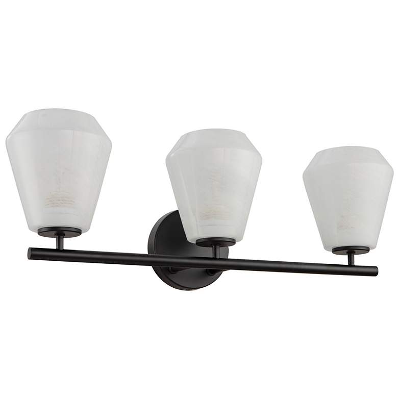 Image 2 Brooke 8" High 3-Light Black Bathroom Vanity w/ Wispy White Shade more views