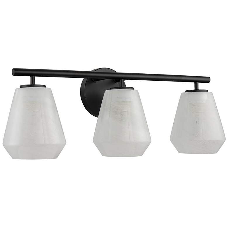 Image 3 Brooke 8" High 3-Light Black Bathroom Vanity w/ Wispy White Shade more views