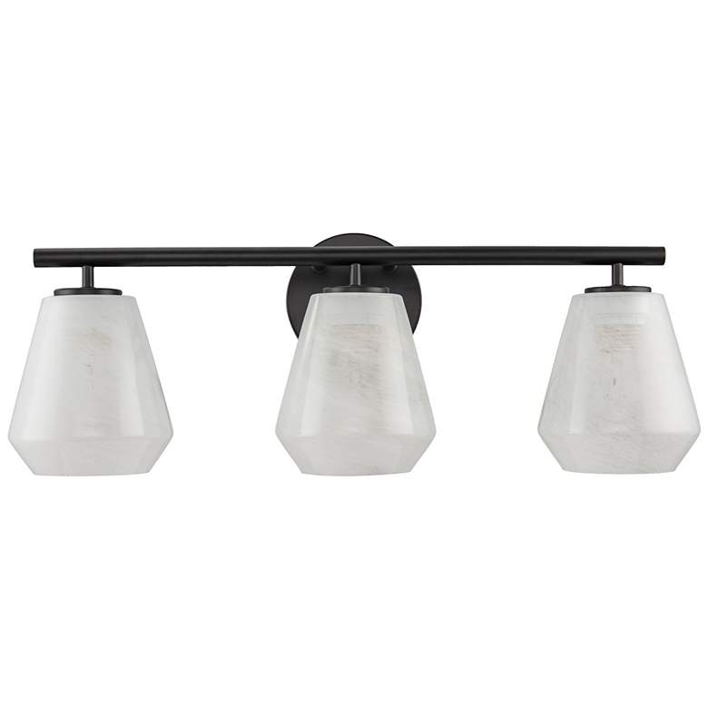 Image 4 Brooke 8" High 3-Light Black Bathroom Vanity w/ Wispy White Shade more views