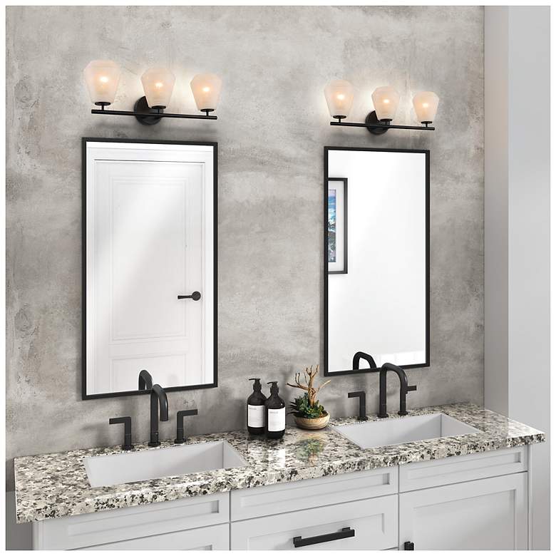 Image 6 Brooke 8" High 3-Light Black Bathroom Vanity w/ Wispy White Shade more views