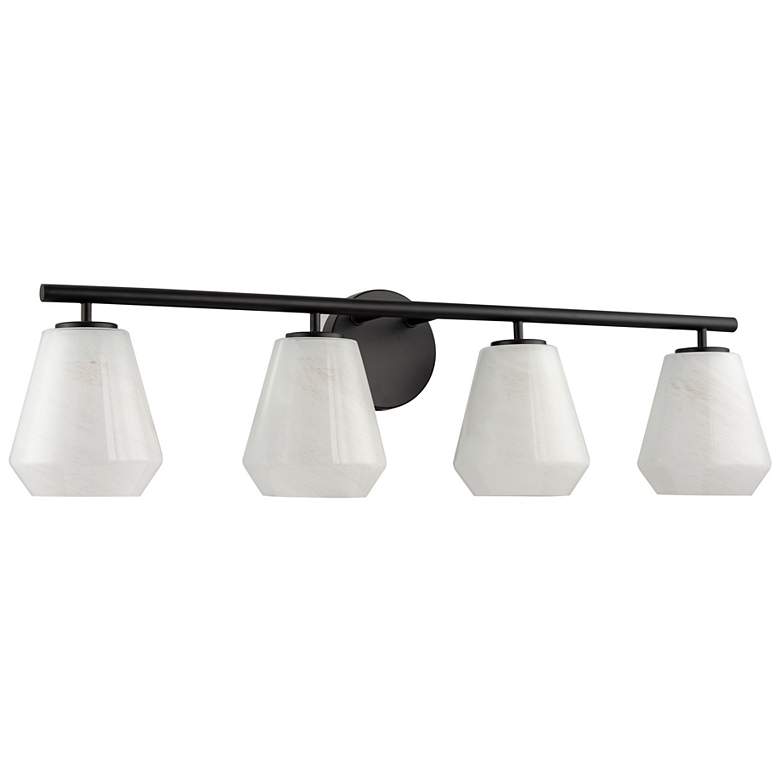 Image 2 Brooke 8" High 4-Light Black Bathroom Vanity w/ Wispy White Shade more views
