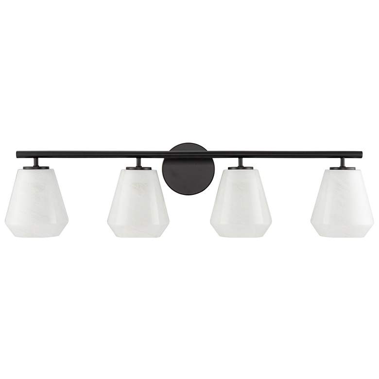 Image 3 Brooke 8" High 4-Light Black Bathroom Vanity w/ Wispy White Shade more views
