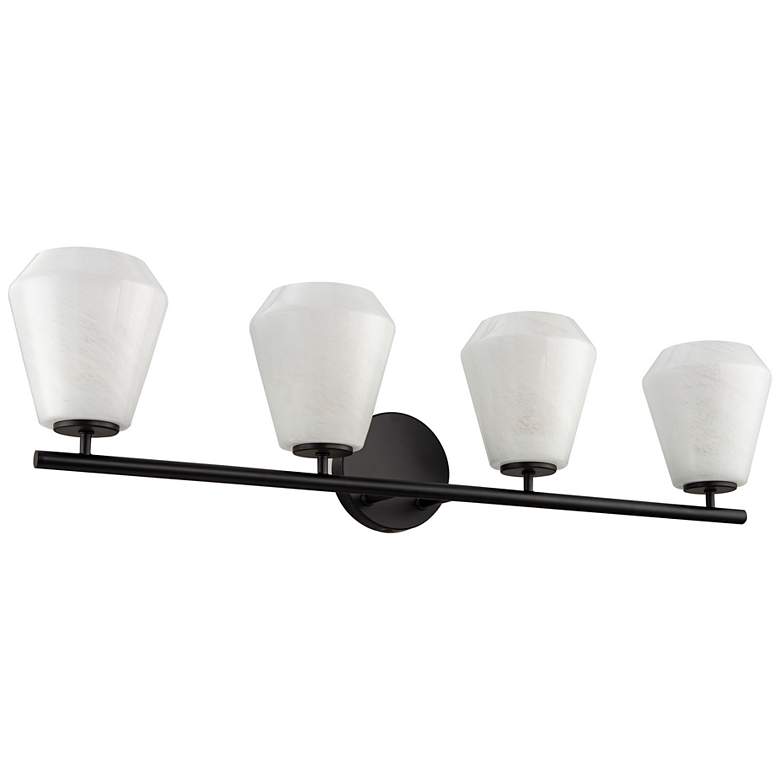 Image 4 Brooke 8" High 4-Light Black Bathroom Vanity w/ Wispy White Shade more views
