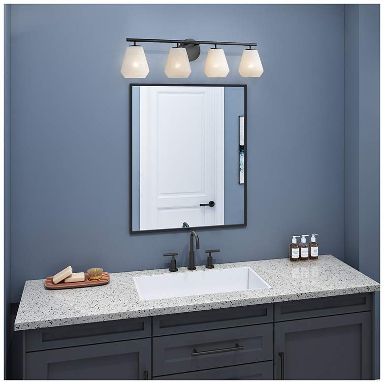 Image 6 Brooke 8" High 4-Light Black Bathroom Vanity w/ Wispy White Shade more views