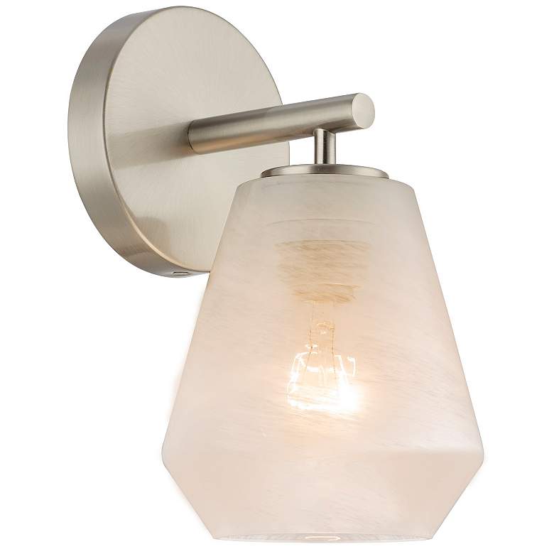 Image 1 Brooke 9.25" High Brushed Nickel Wall Sconce w/ Wispy White Shade
