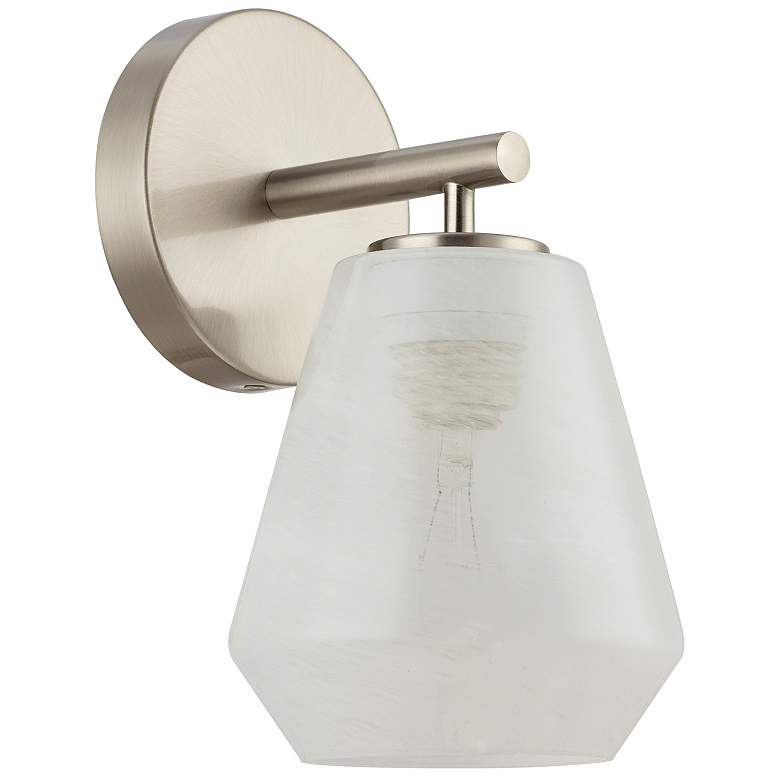 Image 2 Brooke 9.25" High Brushed Nickel Wall Sconce w/ Wispy White Shade more views