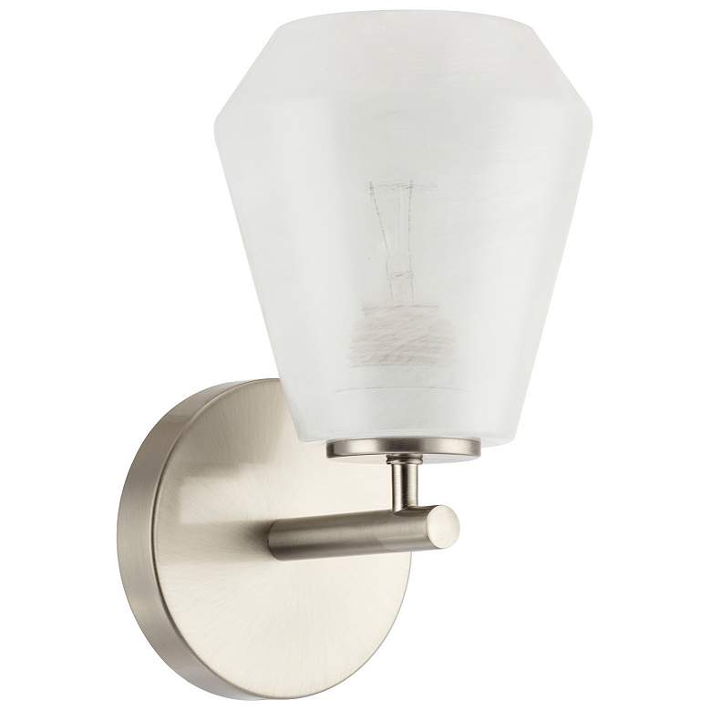 Image 4 Brooke 9.25" High Brushed Nickel Wall Sconce w/ Wispy White Shade more views