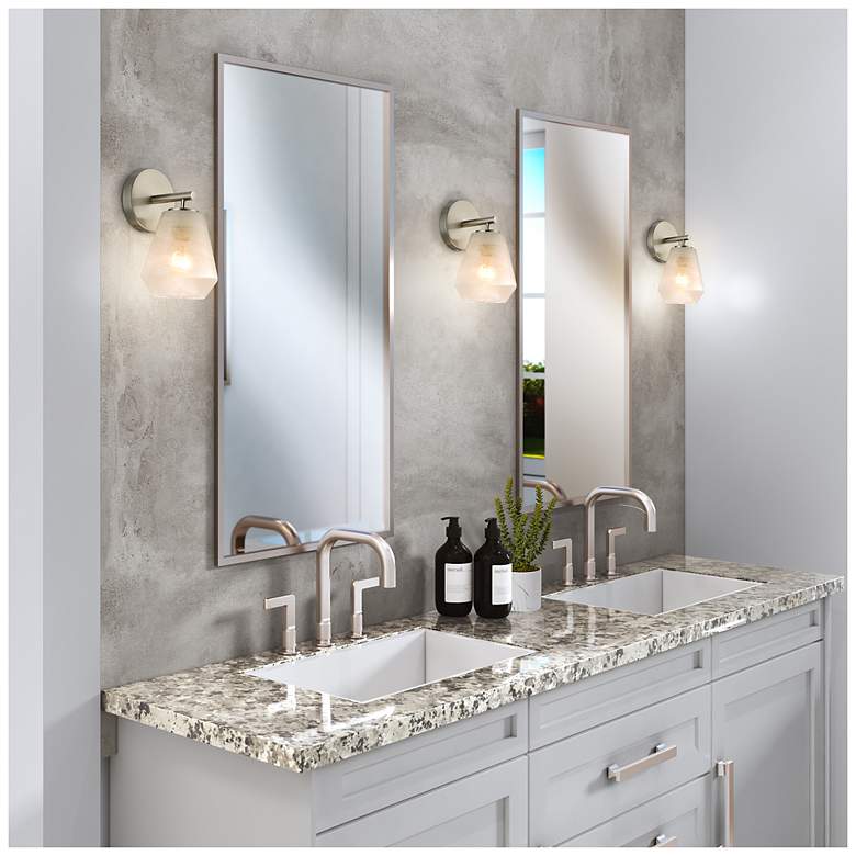Image 6 Brooke 9.25" High Brushed Nickel Wall Sconce w/ Wispy White Shade more views
