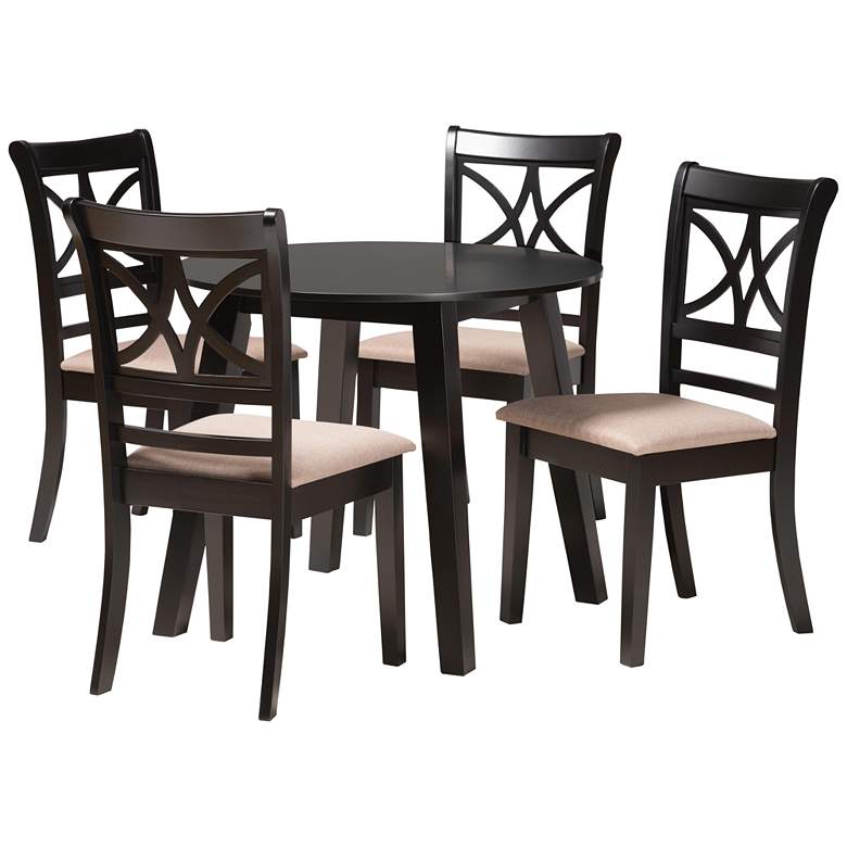 Image 2 Brooke Beige Fabric 5-Piece Dining Table and Chairs Set