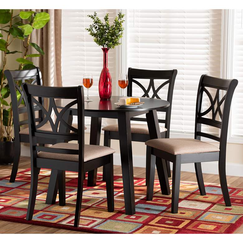 Image 1 Brooke Beige Fabric 5-Piece Dining Table and Chairs Set