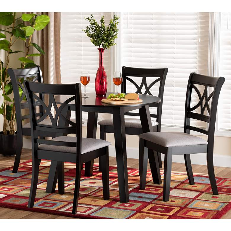 Image 1 Brooke Gray Fabric 5-Piece Dining Table and Chairs Set
