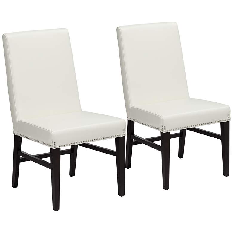 Image 1 Brooke Ivory Bonded Leather Dining Chair Set of 2
