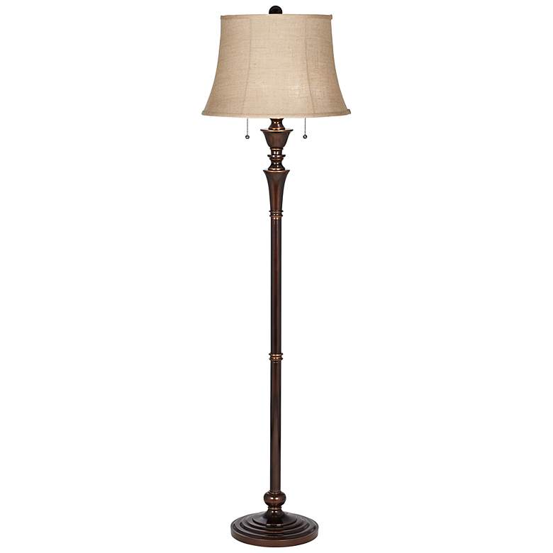 Brooke Twin Pull Chain Traditional Bronze Floor Lamp
