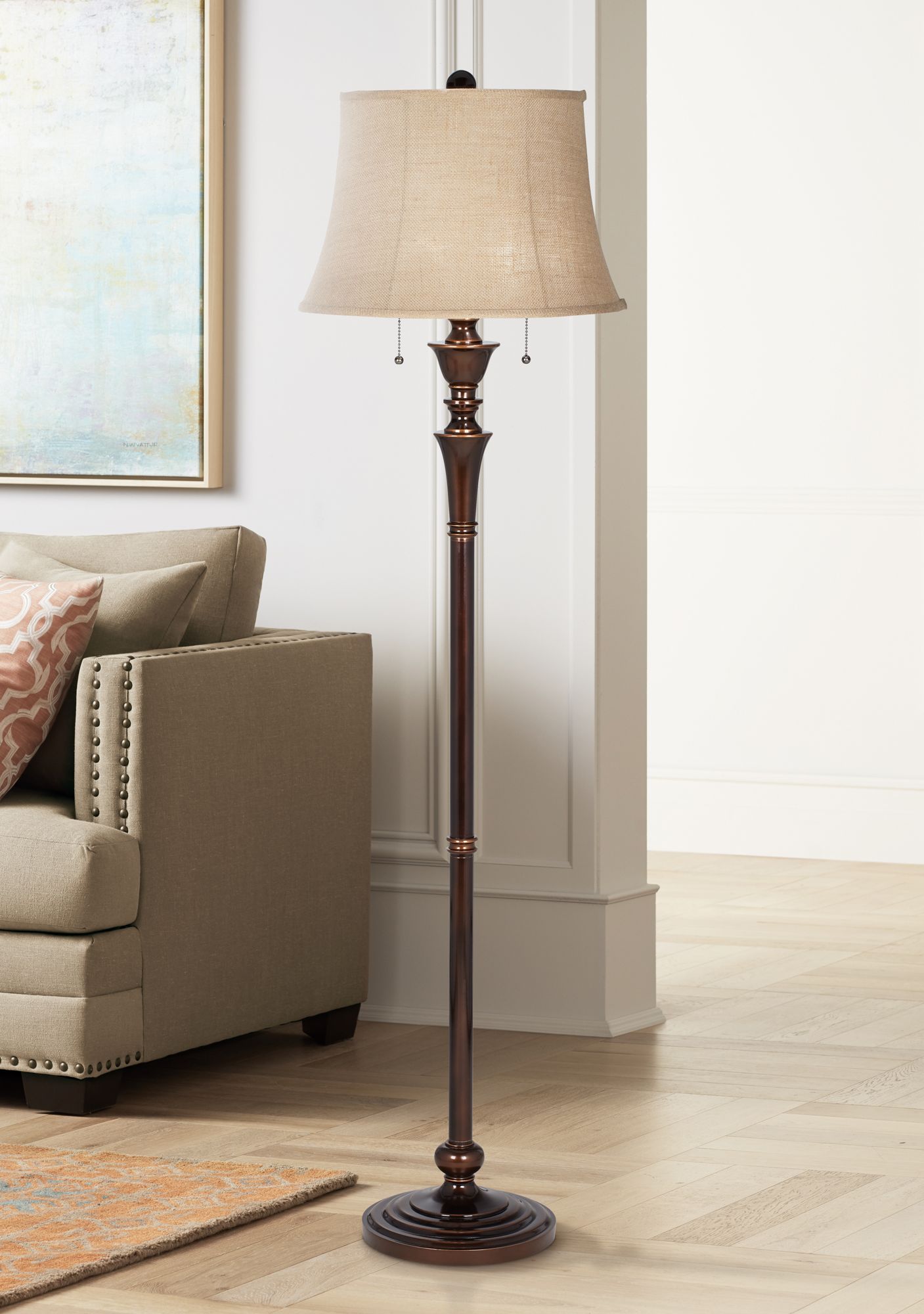 swing arm floor lamp with pull chain