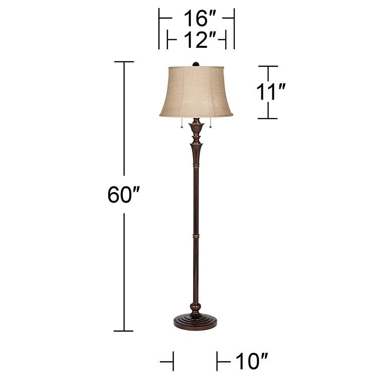 Brooke Twin Pull Chain Traditional Bronze Floor Lamp more views