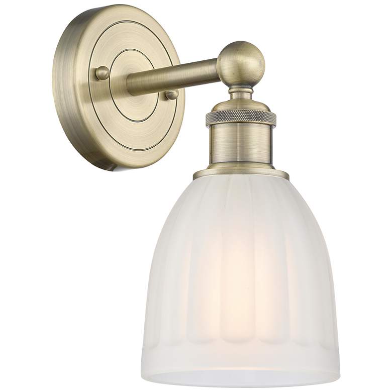 Image 1 Brookfield 11.5"High Antique Brass Sconce With White Shade