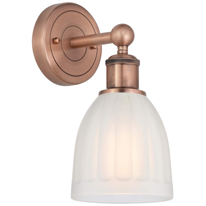 Image 1 Brookfield 11.5"High Antique Copper Sconce With White Shade