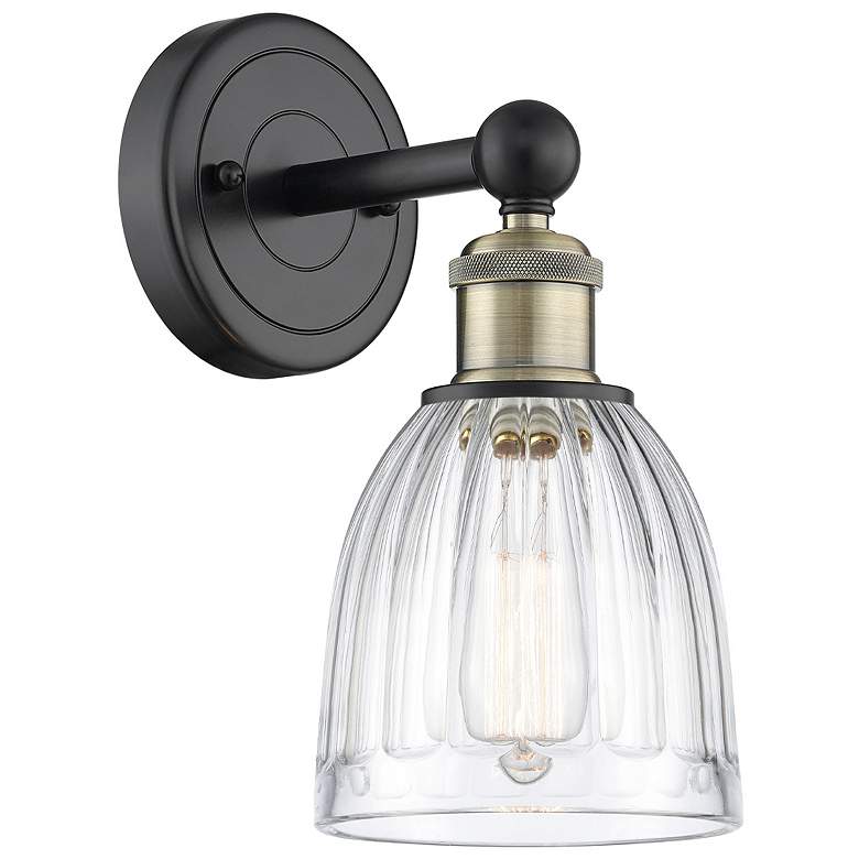 Image 1 Brookfield 11.5"High Black Antique Brass Sconce With Clear Shade