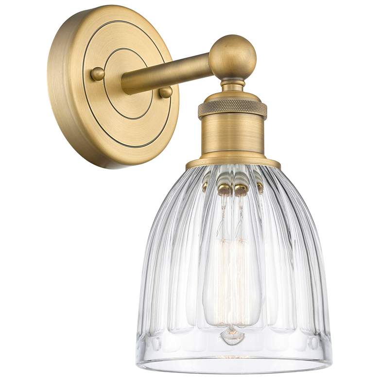 Image 1 Brookfield 11.5"High Brushed Brass Sconce With Clear Shade
